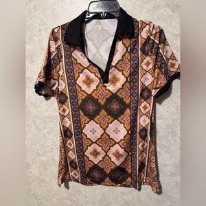 NWT Sofibella Golf Tennis Printed Polo Large